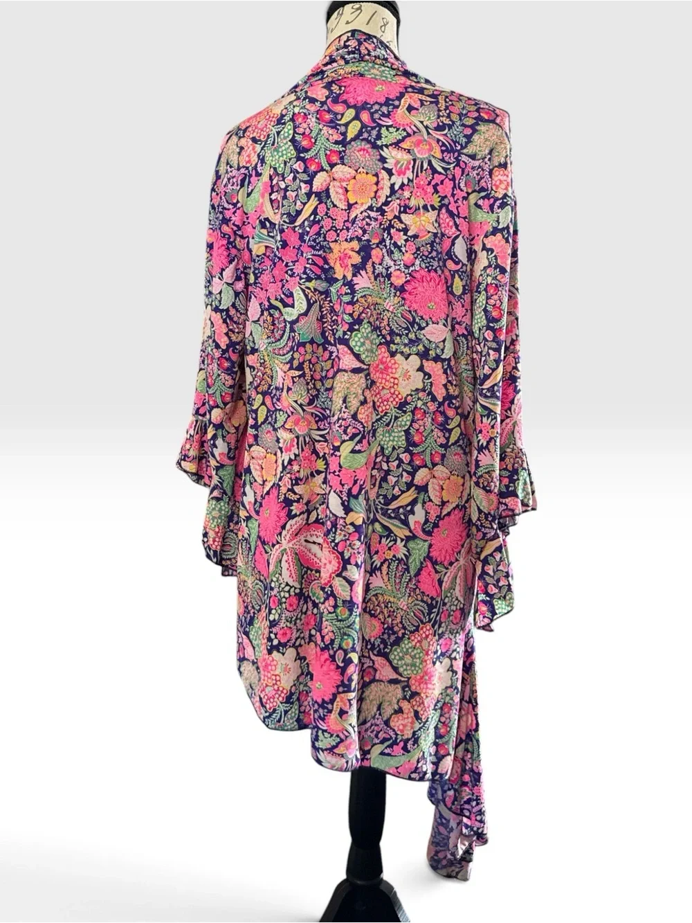 Floral Neon Pink Multi Asymmetric Women’s Shirt. Sz 0X